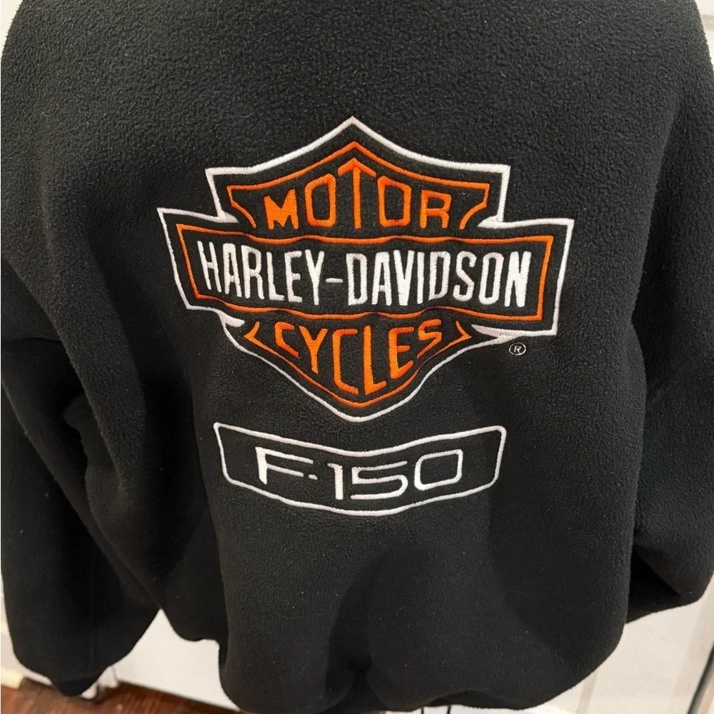 Harley Davidson F150 Embroidered logo Leather Trim Womens Biker Jacket Sz M - Picture 1 of 8
